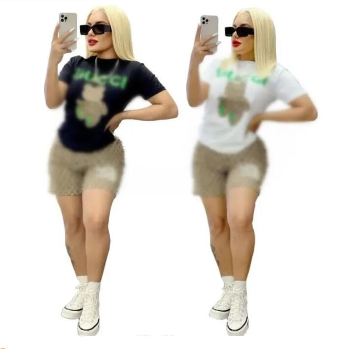 Women's Tracksuits 2023 Summer tracksuits women Short sleeve T-shirt and shorts two piece sets Casual Jogger suits Brown Sportswear Sweatsuits