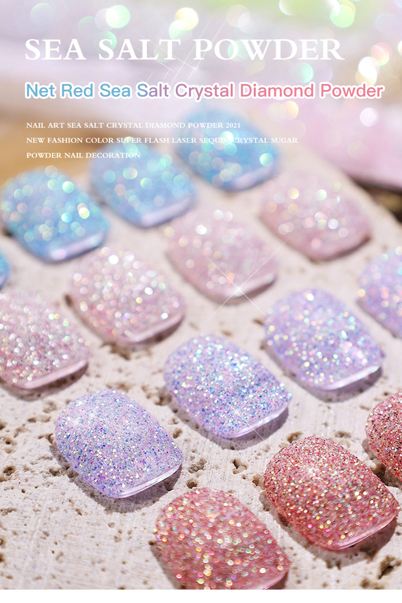 Nail Glitter 12PcsLot Sea Salt Diamond Crystal Powder 3gPc Nail Art Decorations Aurora Shiny Sugar Glitter Powder For Nails Decors Set #G9 230729