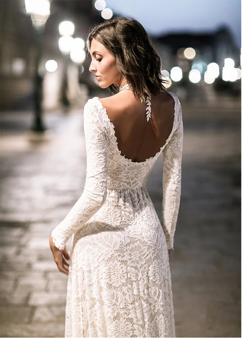 Mermaid Wedding Dresses 2023 Long Sleeve Lace Wedding Gowns Backless Bride Dress vestido de noiva Boho Style Gown