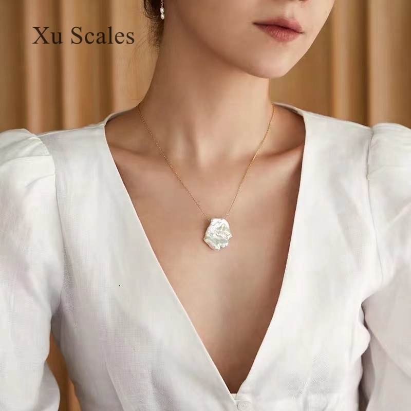 Strands Strings Natural Shaped Petal Baroque Pearl Pendant S925 Sterling Silver Chain Adjustable Length Temperament Fairy Clavicle Necklace Gift 23072