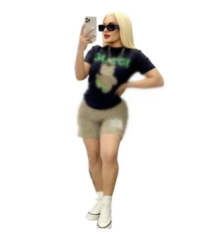 Women's Tracksuits 2023 Summer tracksuits women Short sleeve T-shirt and shorts two piece sets Casual Jogger suits Brown Sportswear Sweatsuits