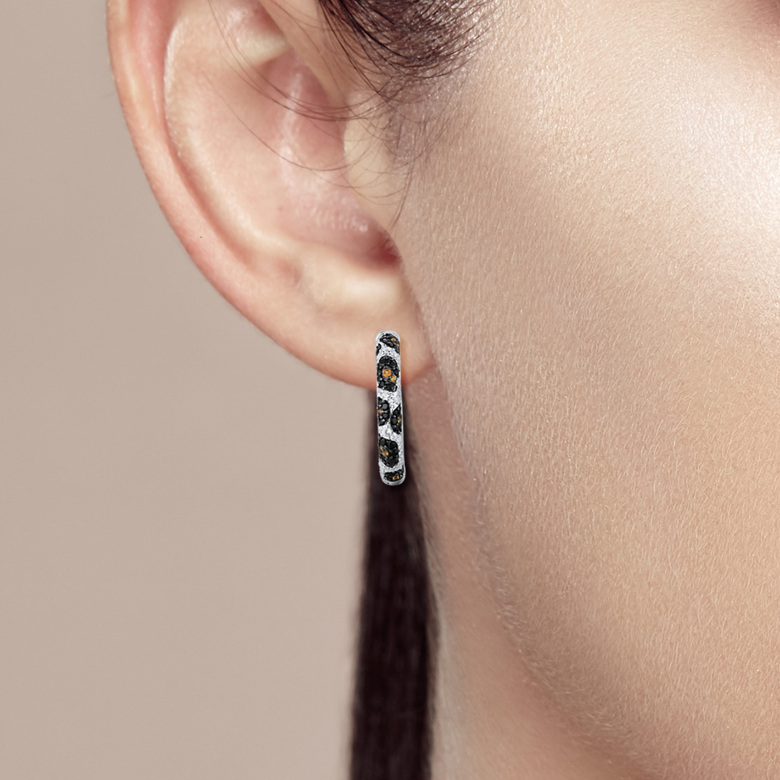 Hoop Huggie SANTUZZA Pure 925 Sterling Silver Earrings For Women Black Spinel Yellow White Cubic Zirconia Glamorous Trendy Fine Jewelry 230729