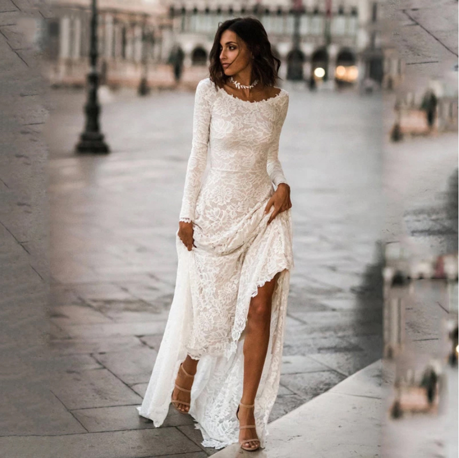 Mermaid Wedding Dresses 2023 Long Sleeve Lace Wedding Gowns Backless Bride Dress vestido de noiva Boho Style Gown