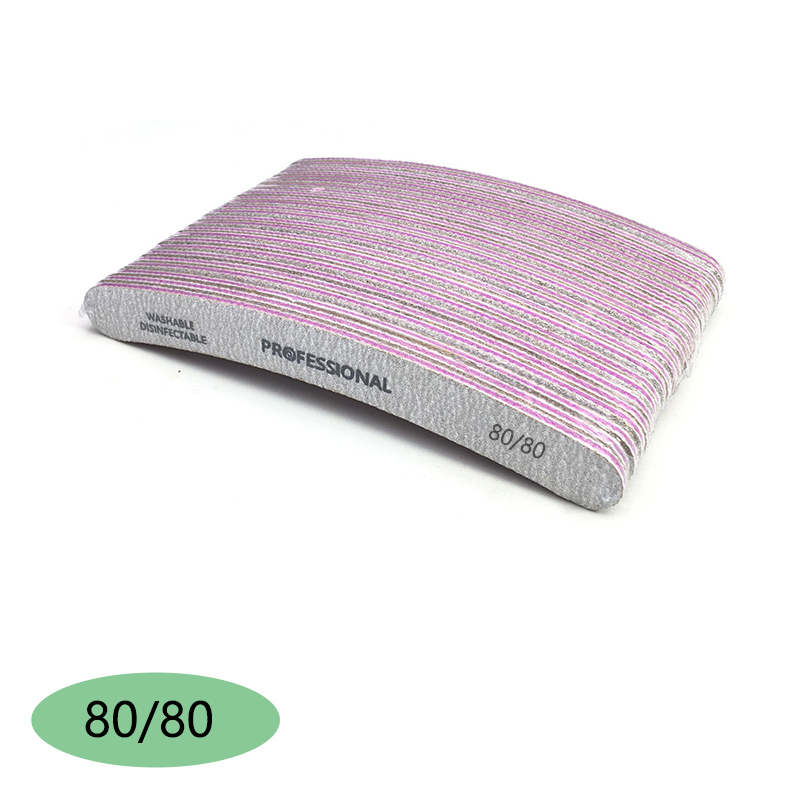 Nail Files 50Pcslot 80100180 Grey Sandpaper Nail File Curved Banana Sanding Nail Files Double Sided Emery Board Glitter Polishing Tools 230729