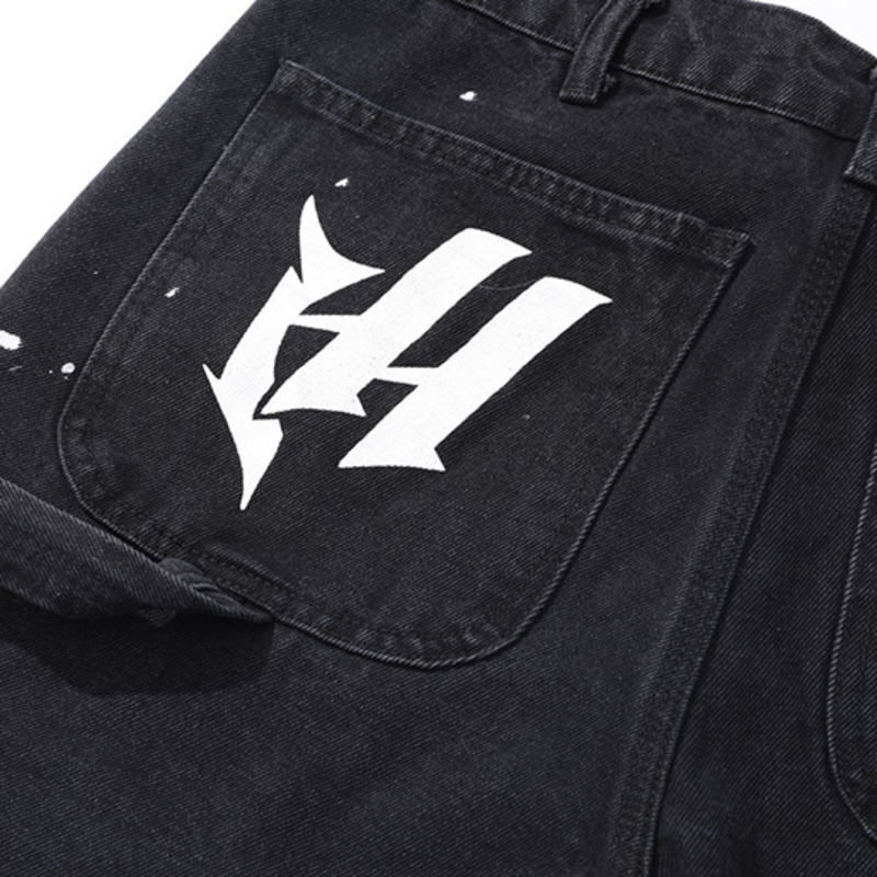 Mens Jeans High Street Jeans Splicing Contrasting Colors Jeans Black Punk Hip Hop Jeans Pants Streetwear Splicing Men Jeans Men Flare Jeans 230729