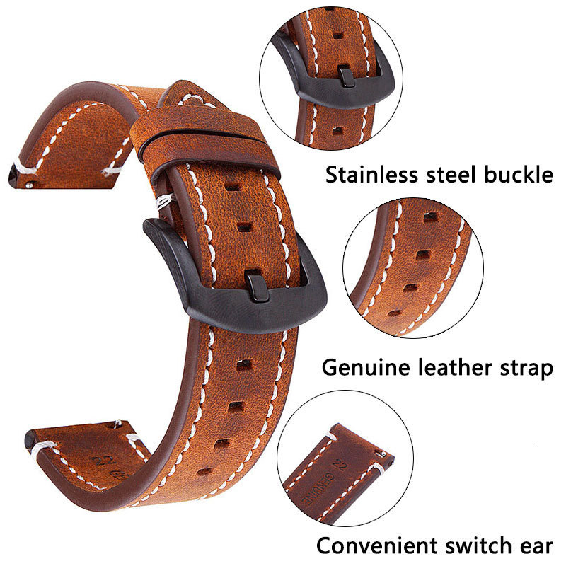 Watch Bands UTHAI P18 Geniune Highend retro Calf Leather Watchbands18mm 20mm 22mm Watch Strap For Watch Strap For Huawei Watch 230729