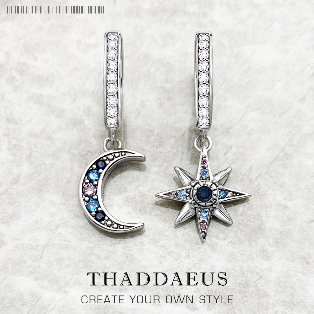 Hoop Huggie Royalty Star Moon Hinged Bohemia Fine Jewerly For Women Lucky Gift In 925 Sterling Silver 230729