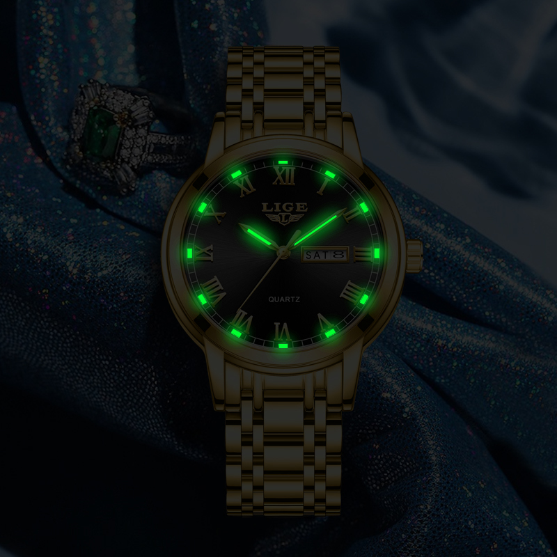 Wristwatches LIGE Gold Watch Women Watches Ladies Creative Steel Womens Bracelet Watches Female Waterproof Clock Relogio Feminino 230729