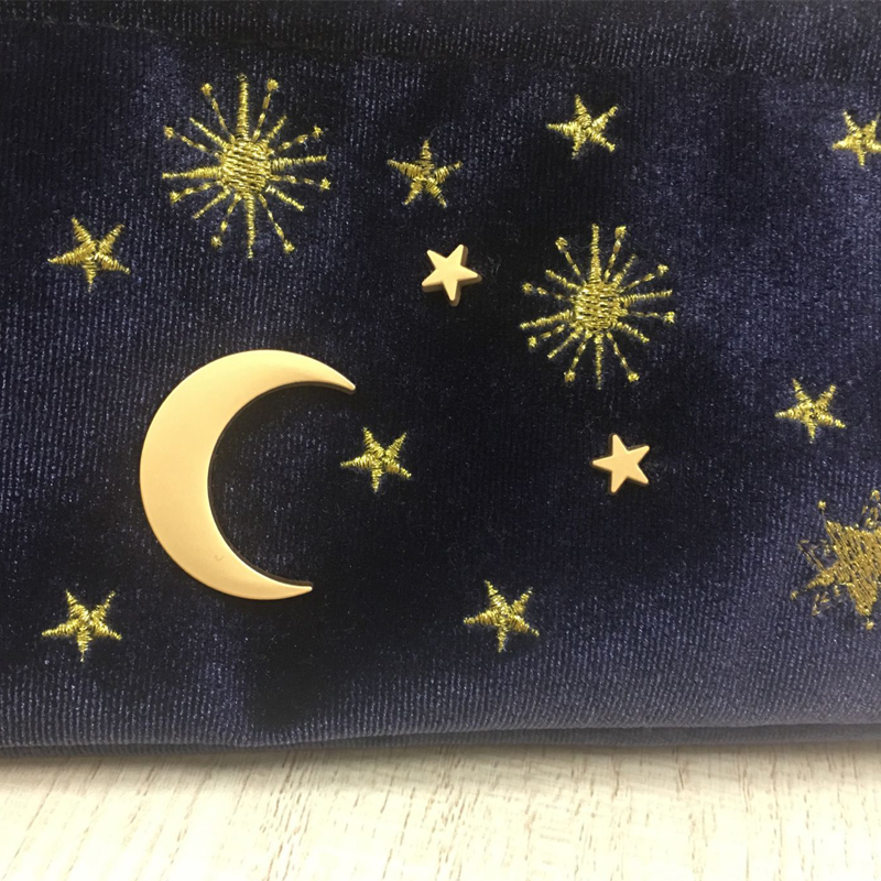 Cosmetic Bags Cases Cute Velvet Embroidery Cosmetic Bag Travel Organizer Women Makeup Bag Zipper Make Up Pouch with Moon Star Tassel Deco 230729
