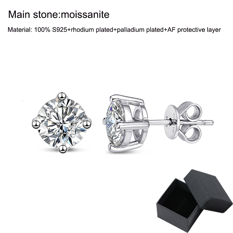 Stud Smyoue 0.1-3CT Test Passed Studs Earrings for Men Women S925 Silver Platinum Plated Bride Wedding Diamond Studs GRA 230729