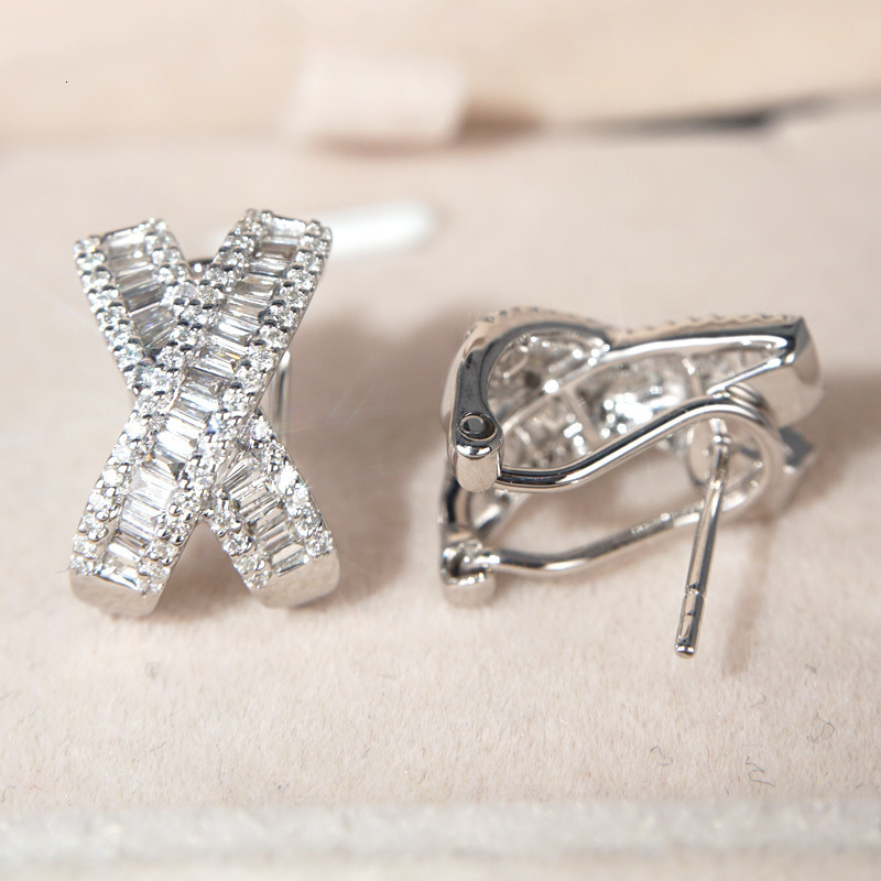 Stud Across 14 Gold Lab Diamond Earring Real 925 sterling silver Engagement Wedding Earrings for Women Bridal Gemstones Jewelry 230729