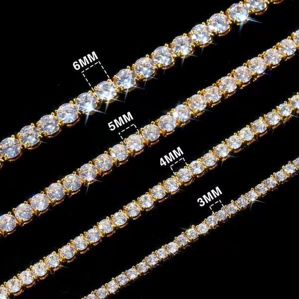 Necklace Tennis Chain moissanite chain bracelet Pass diamond tester Iced Out Bling Moissanite Diamond Hip Hop Jewelry 925 Silver tennis Chain