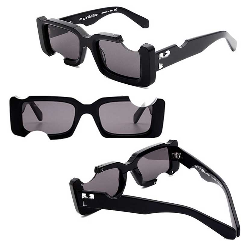 Designer OFF Sunglasses OW40006 Luxury Men and Women Cool Style Opening Design Fashion Classic Thick Plate Black and White Square Marble Stripe Glasses