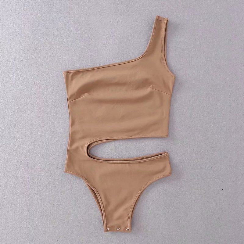 Women's Jumpsuits Rompers White Outfit Jumpsuit Women Off One Shoulder Sexy Bodycon Bodysuit Body Suit for Green Nude Tops Streetwear 230731