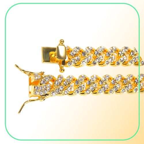 12mm hip hop jewelry cuban link chain mens gold necklace designer chain for man Diamond Iced Out Alloy Chains Austrian Rhinestone