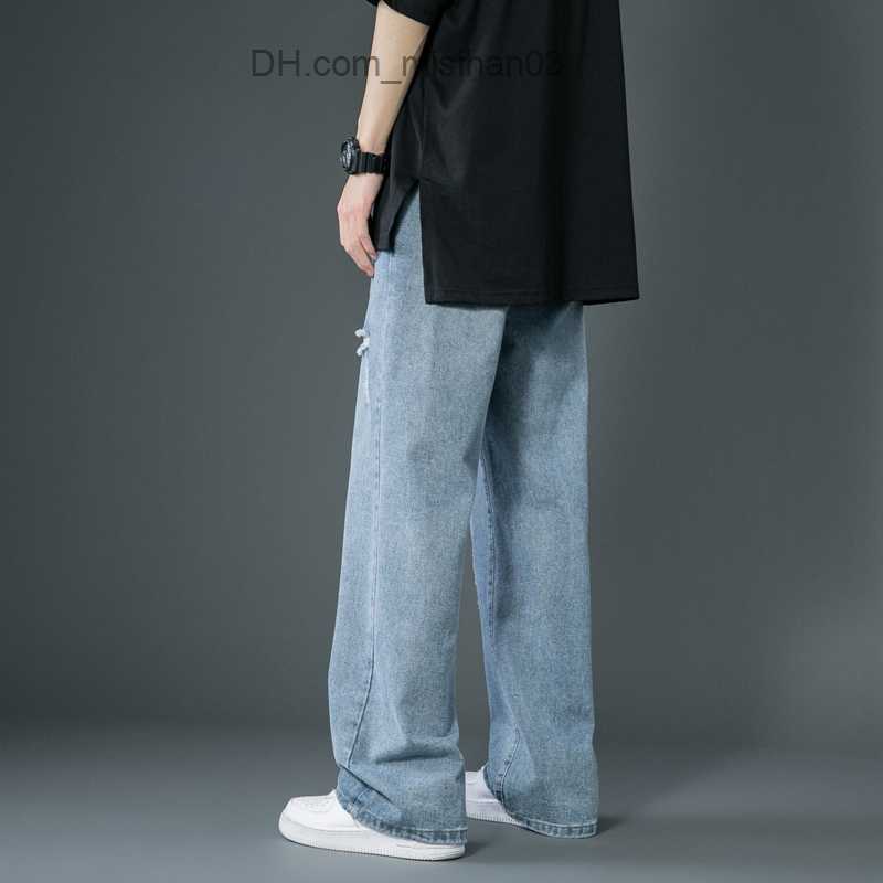 Men's Pants Spring and summer new thin tear jeans South Korea street fashion loose Denim Trousers loose blue casual pants Z230801