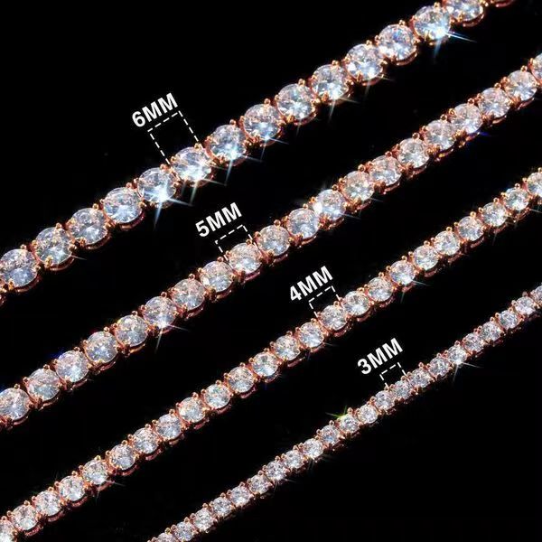 Necklace Tennis Chain moissanite chain bracelet Pass diamond tester Iced Out Bling Moissanite Diamond Hip Hop Jewelry 925 Silver tennis Chain