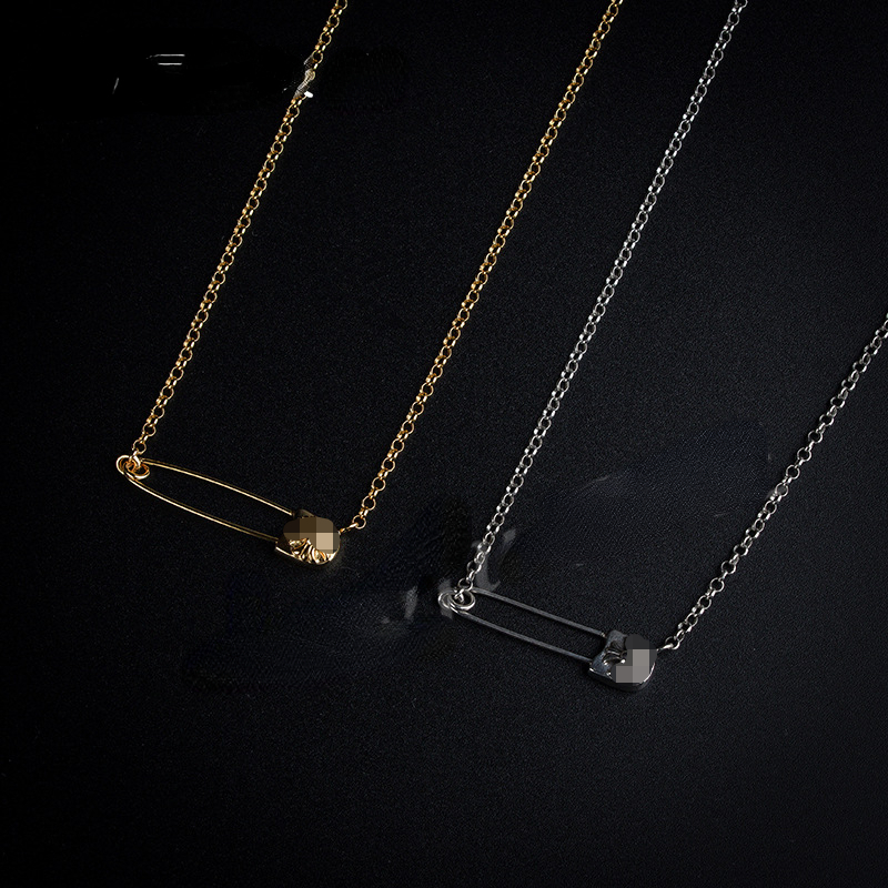 Fashion Trend Necklace Gold Plated Pin Necklace Collarbone Chain Trend Fashion Men and Women Same Style