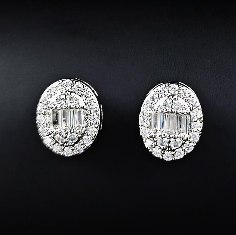 Sterg Princess Cut White Topaz CZ Stud Earrings for Women - Sier Bridal Wedding Party Jewelry