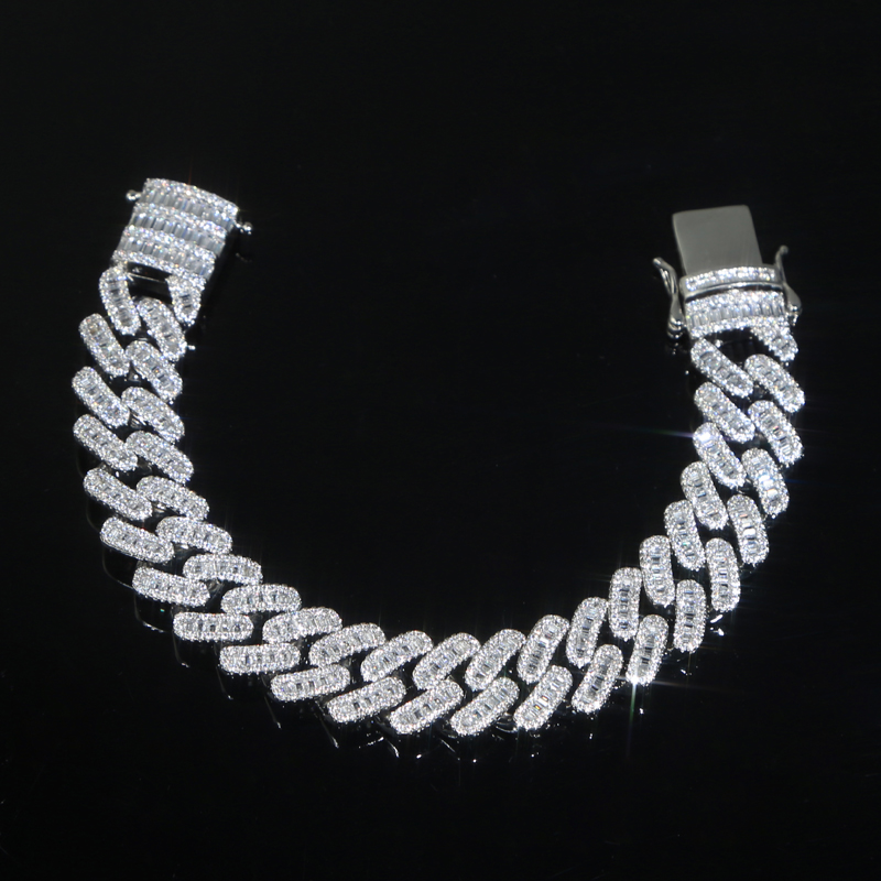 Iced Out Cuban k Bracelet - 16mm Square Zircon Hip Hop Jewelry for Men Women