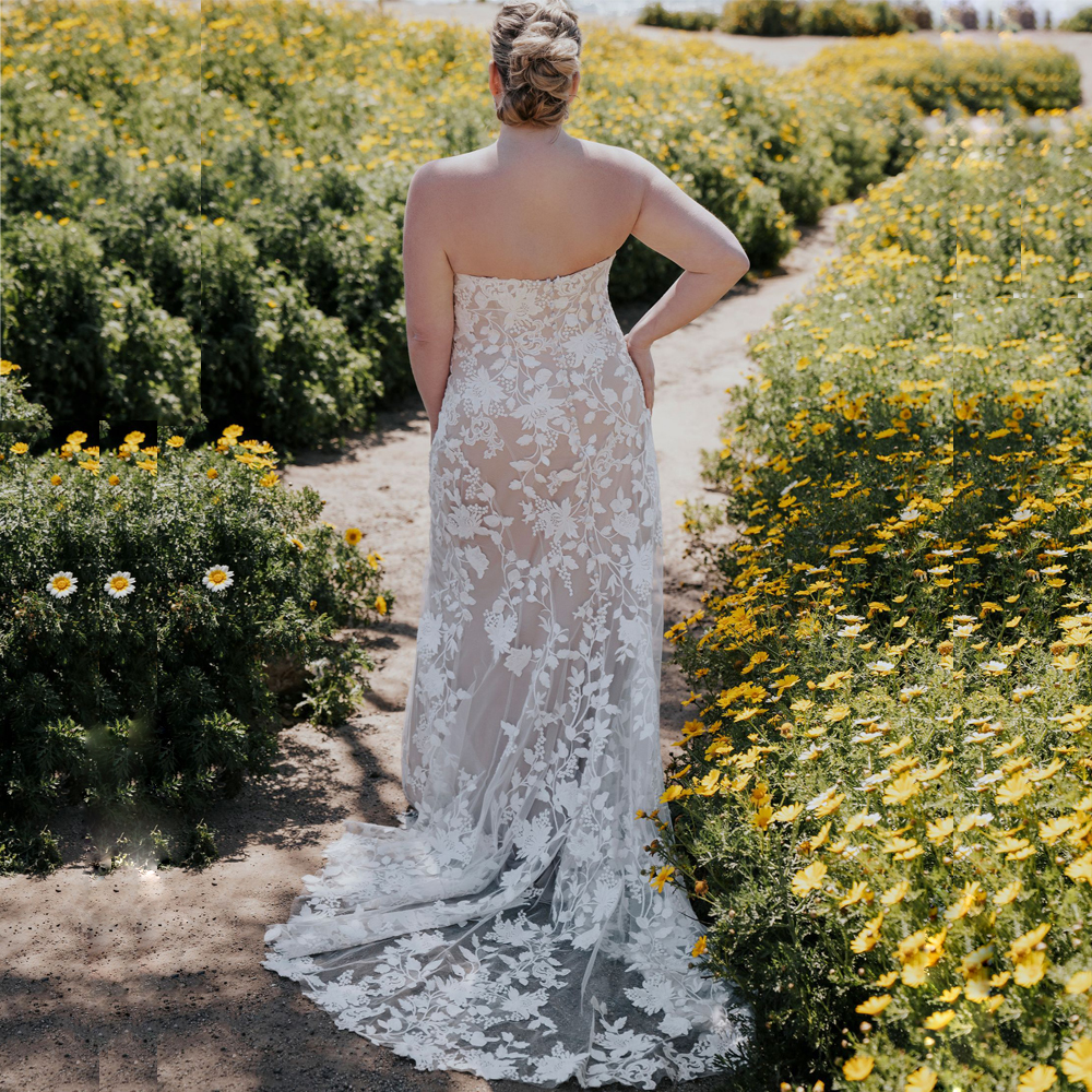 Size Lace Plus Mermaid Bridal Dress Sweetheart Floral Sweep Train Summer Wedding Gowns Custom Made Robe De Mariee