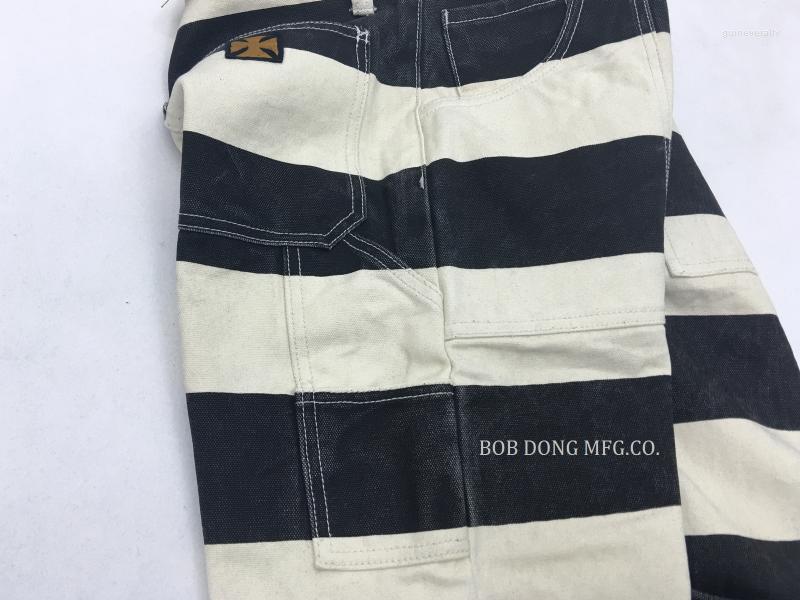 Men's Pants BOB DONG Multi-Pocket Motorcycle Washed Prisoner Stripes Trousers For Men Z260313