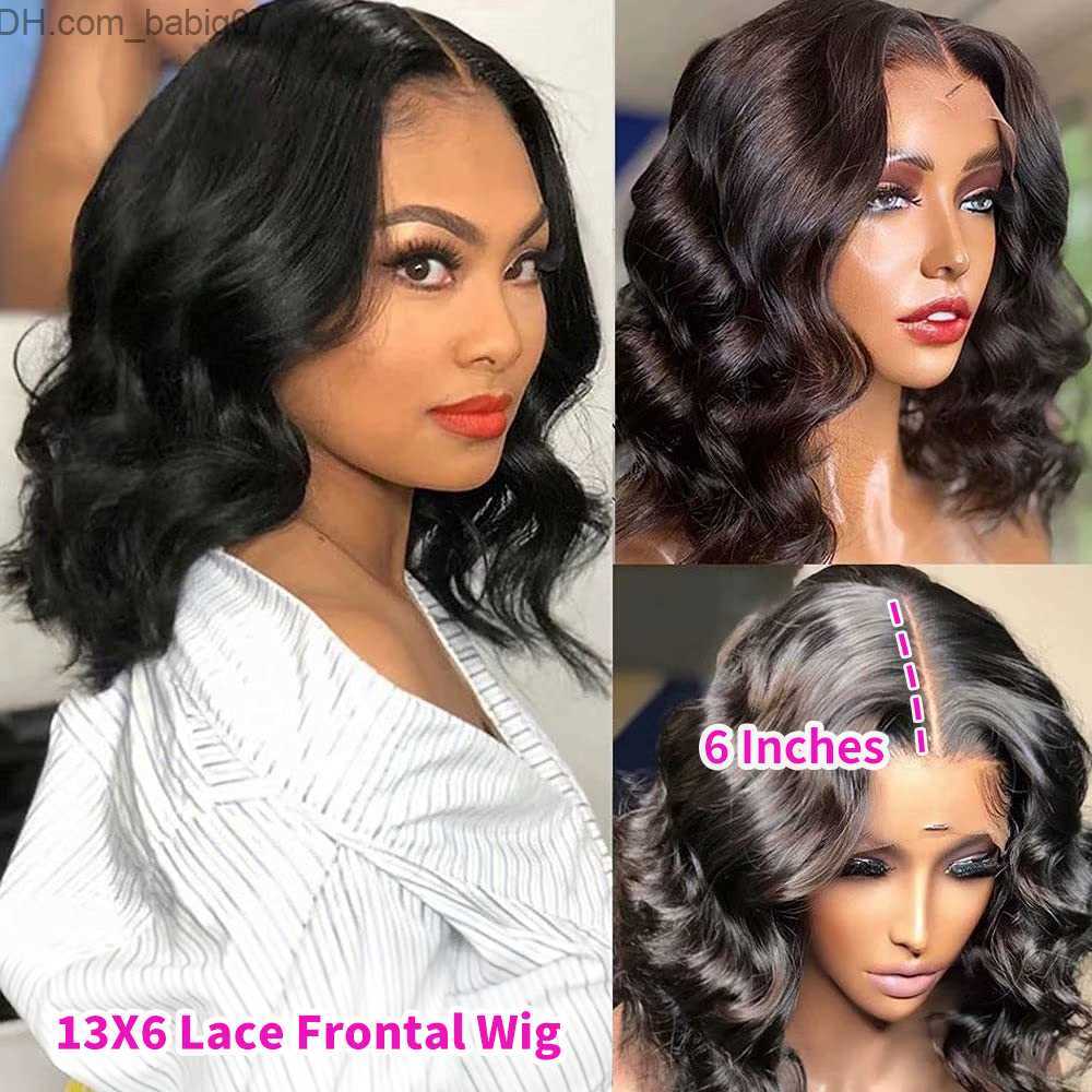 Human Hair Wigs Body Wave 13x6 Lace Front Wig Human Hair Short Bob Wig 180 Density Suitable for Black Women Brazilian Remy Hair Z230731