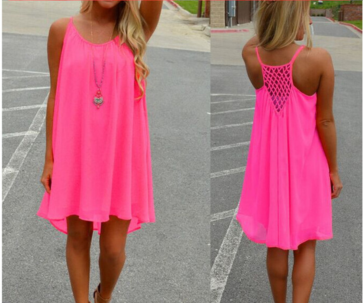 Designer dress women women's Clothing designer dress womens Sexy halter mesh patchwork backless chiffon dresses pure color tiered skirt women