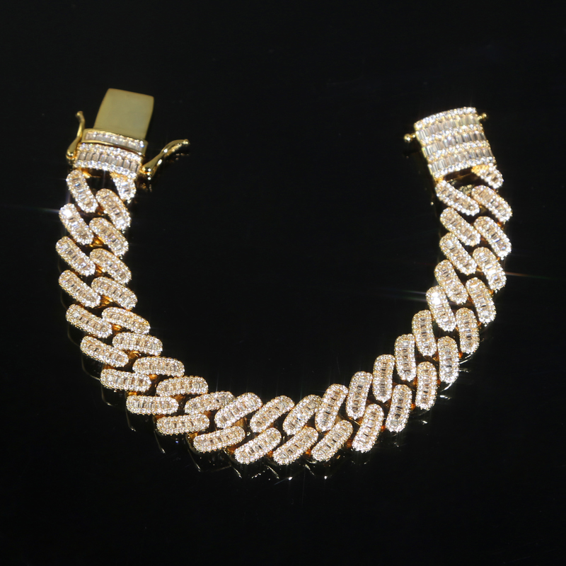 Iced Out Cuban k Bracelet - 16mm Square Zircon Hip Hop Jewelry for Men Women