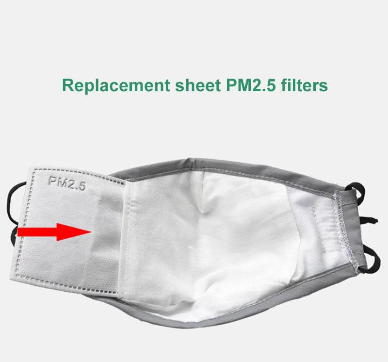 Unisex Mask PM2.5 Anti-dust and Flu, Gas, Smoke Face Masks Washable 2pcs Activated Carbon Filter Pads Reusable Protection Respirator