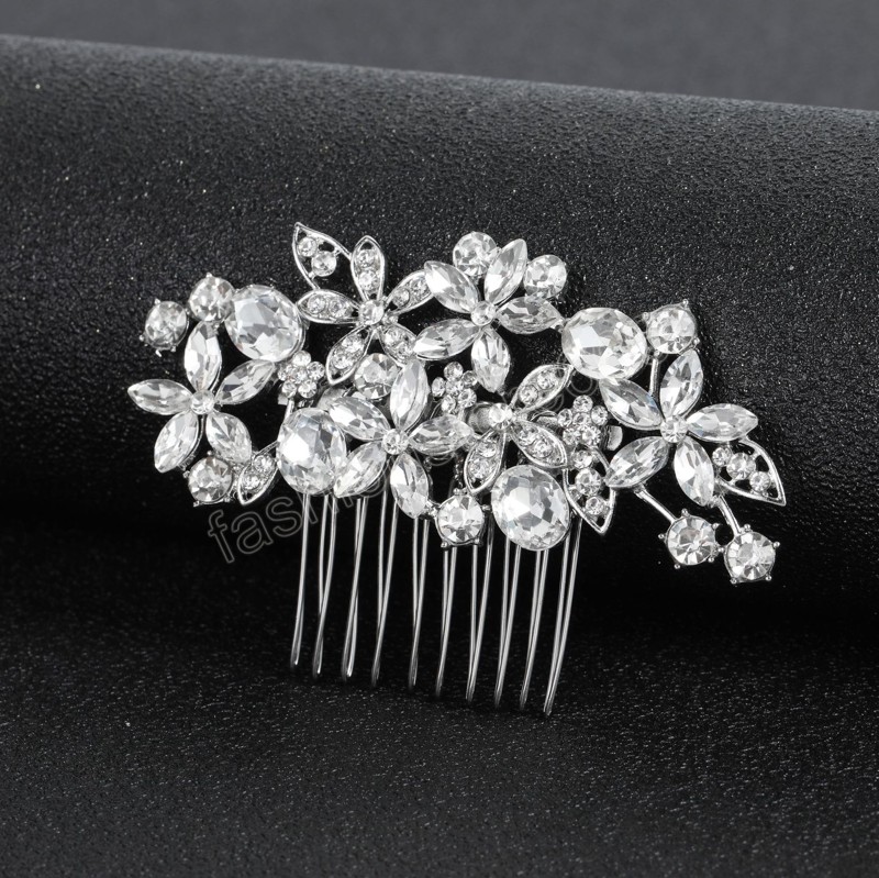 Exquisite Crystal Hair Comb Wedding Shiny Rhinestone Hair Ornaments Headpiece Hair Clips Hair Accessories For Bride Women Jewel