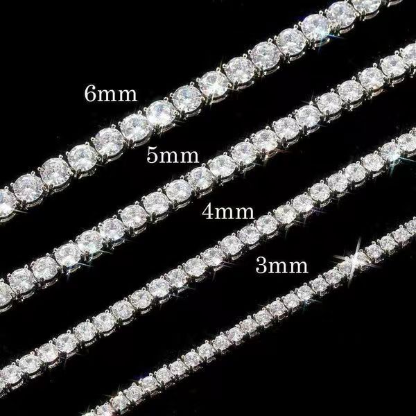 Necklace Tennis Chain moissanite chain bracelet Pass diamond tester Iced Out Bling Moissanite Diamond Hip Hop Jewelry 925 Silver tennis Chain