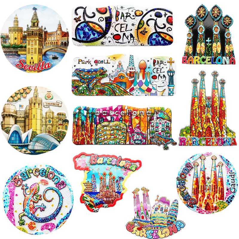 Fridge Magnets World Country Fridge Magnets Souvenir Spain Refrigerator Magnet Madrid Barcelona Magnetic Decorative Stickers Resin Handicraft x0731