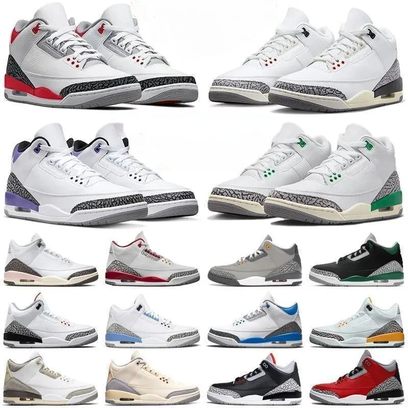 Men shoes 3s Basketball shOes Jumpman 3 trainers White Cement Wizards Fire red Fragment Lucky Green Desert elephant cardinal Sneakers Outdoor Sports size13
