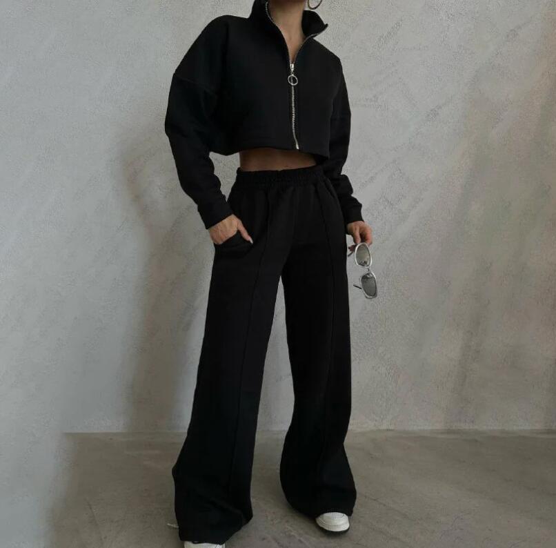 Women's Tracksuits 2023 Autumn New Product Women's Set Solid Color Round Neck Pullover Long Sleeve Sweater Fashion Casual Pants Women's