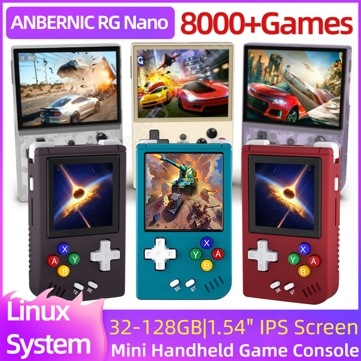 Portable Game Players ANBERNIC RG NANO RG35XX Pocket Mini Handheld Player 1 54" IPS Screen Console Linux 8000 Games Hi fi S er Kids Gift 230731