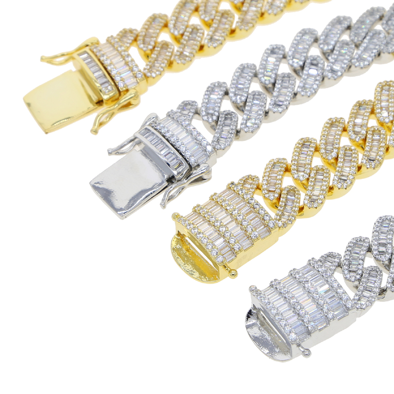 Iced Out Cuban k Bracelet - 16mm Square Zircon Hip Hop Jewelry for Men Women