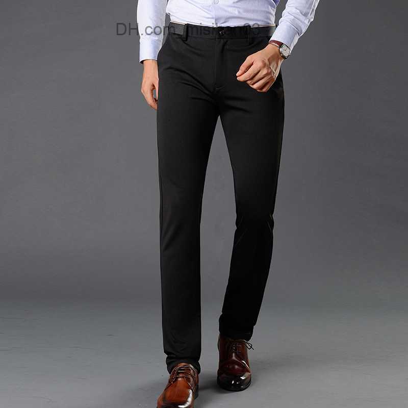 Men's Pants Men's Trousers Elastic Premium Business Pants Ironless Straight Fit Flat Front Men's Pants Fashion Dress Pants Z230801