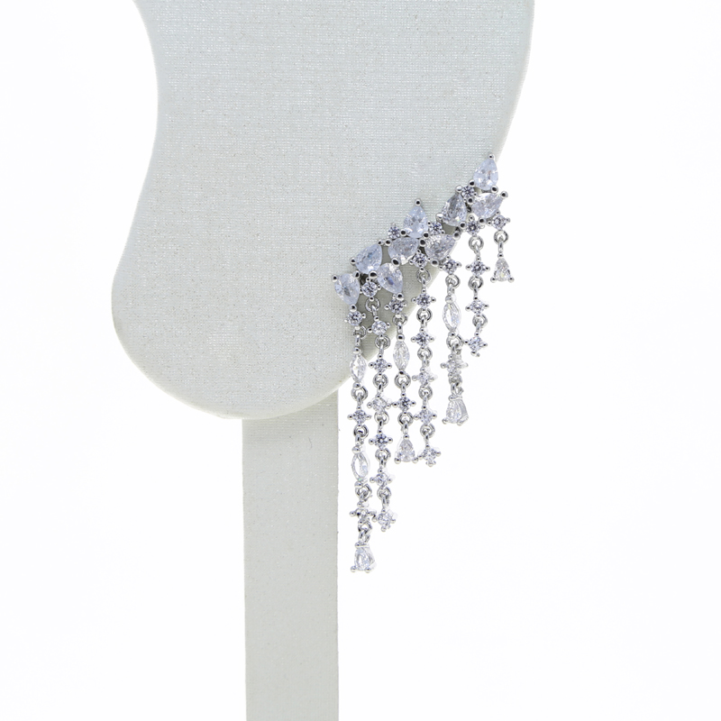 Waterdrop Dangle Long Earrings for Women, Full Iced Out CZ Zircon Wedding Jewelry 4