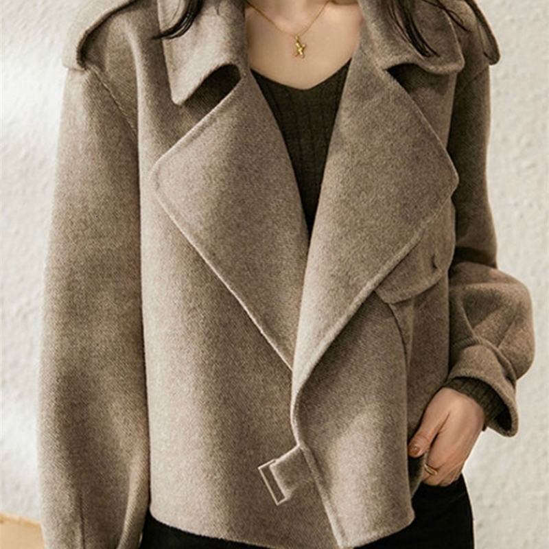 Women Blend Twill Woolen Jacket Short Coat 230729