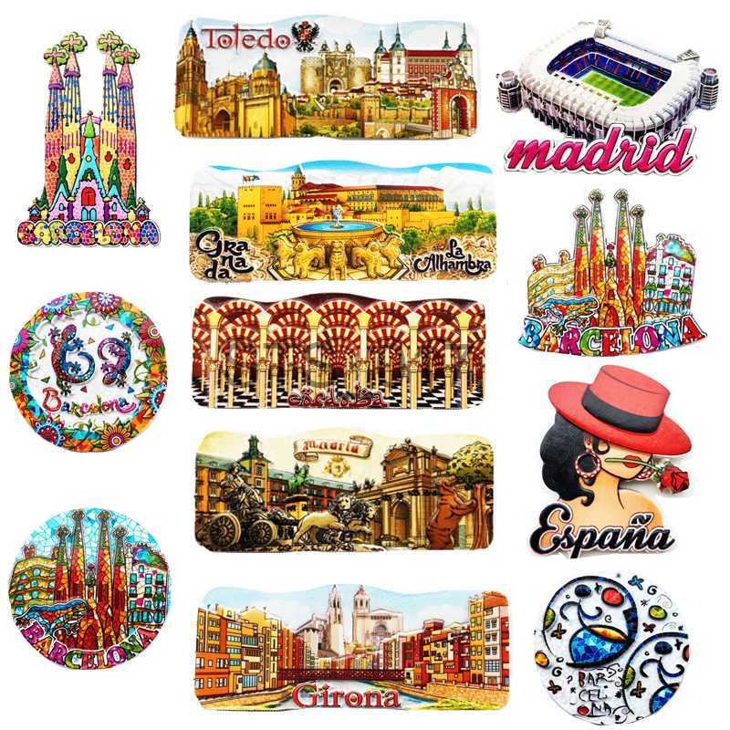 Fridge Magnets World Country Fridge Magnets Souvenir Spain Refrigerator Magnet Madrid Barcelona Magnetic Decorative Stickers Resin Handicraft x0731