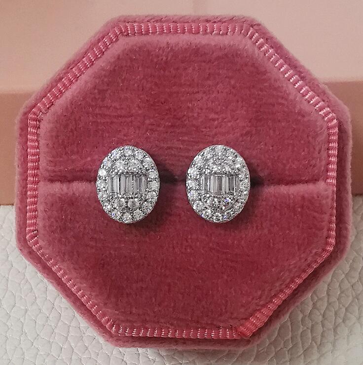 Sterg Princess Cut White Topaz CZ Stud Earrings for Women - Sier Bridal Wedding Party Jewelry