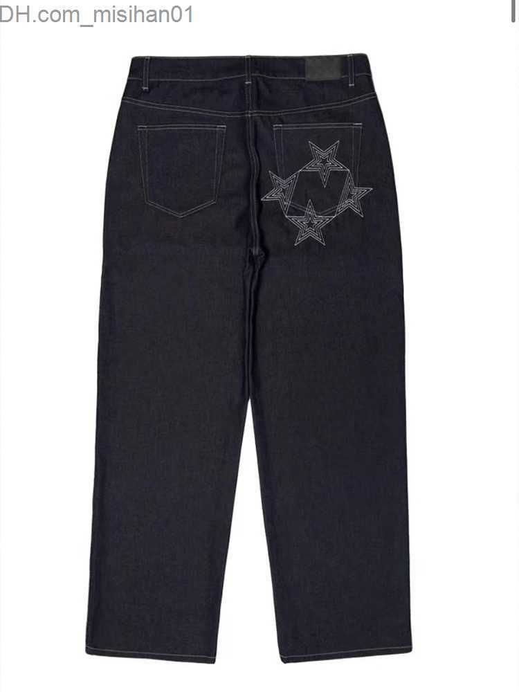Men's Pants Y2k 99 Base Jeans Men's Hip Hop Print Extra Large Dark Blue Jeans 2023 New Casual Loose Straight Wide Leg Trouser Z230731