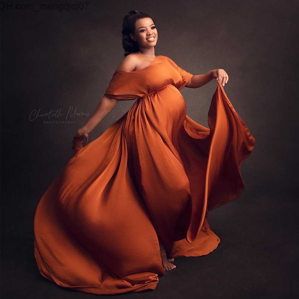 Maternity Dresses Pregnant Women's Dress Simple Silk like Cloak Pattern Fabric Pregnant Women's Photography Pregnant Women's Tulle Corn