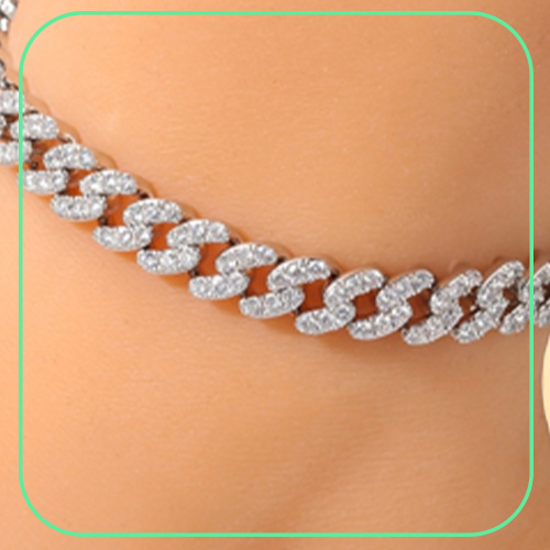 Fashion Womens Anklets Bracelet Iced Out Cuban Link Chain Anklet Bracelets Gold Silver Pink Diamond Hip Hop Jewelry
