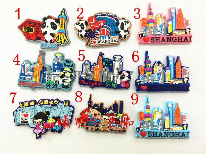 Fridge Magnets PVC Cartoon Refrigerator Magnets Shanghai Tourist Souvenir Shanghai Architectural Landscape Fridge Magnet Set Gift Ideas x0731