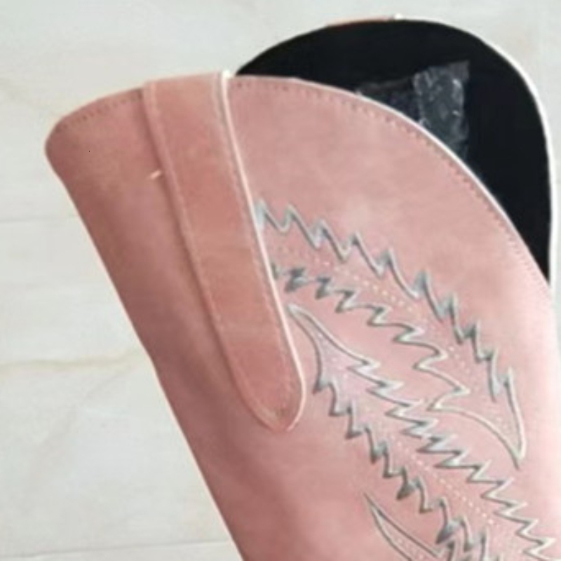 Retro Western Cowboy Boots Pink Elegant Women Shoes Point Head Side Zipper Fashion Comfy Lady Flat Footwear Botas Vaqueras dh5437010
