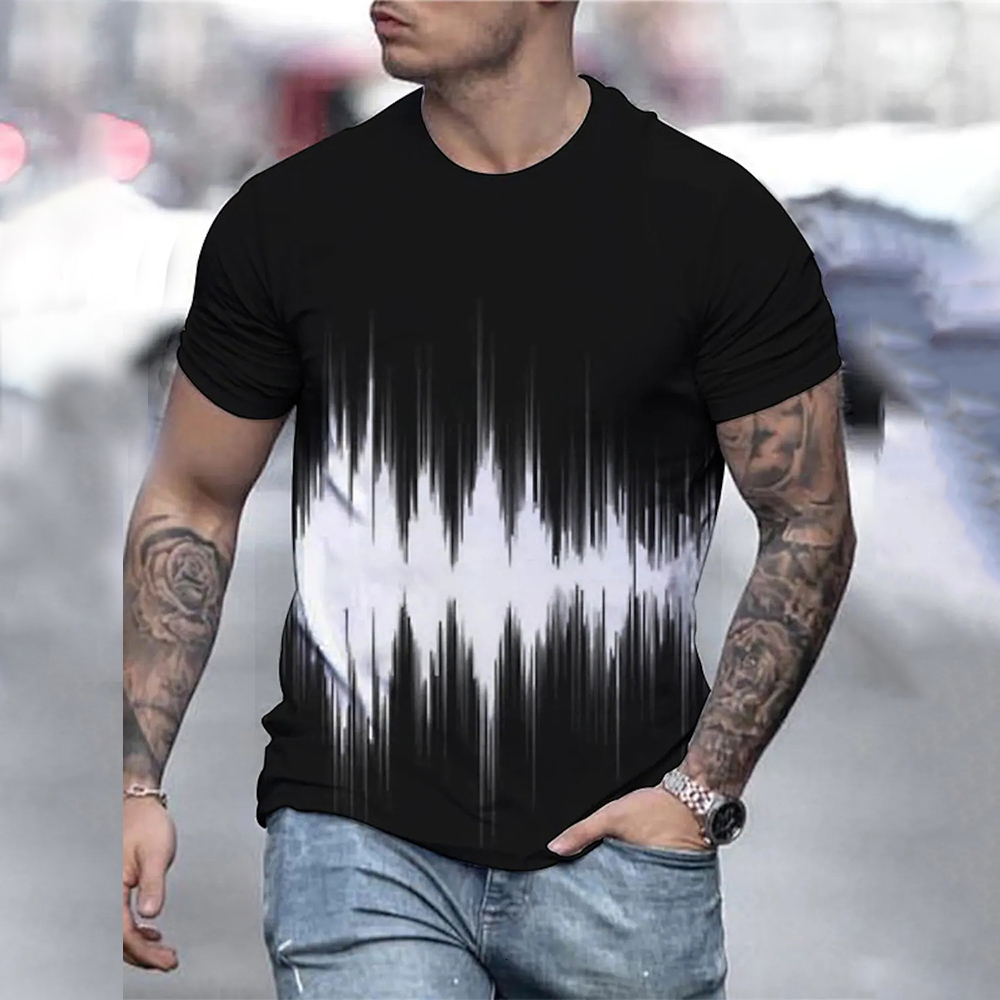 Mens TShirts Mens T Shirt Graphic 3d O Neck Black White Stripes Oversized Clothing Casual Daily Top Streetwear Short Sleeve Clothing Apparel 230729