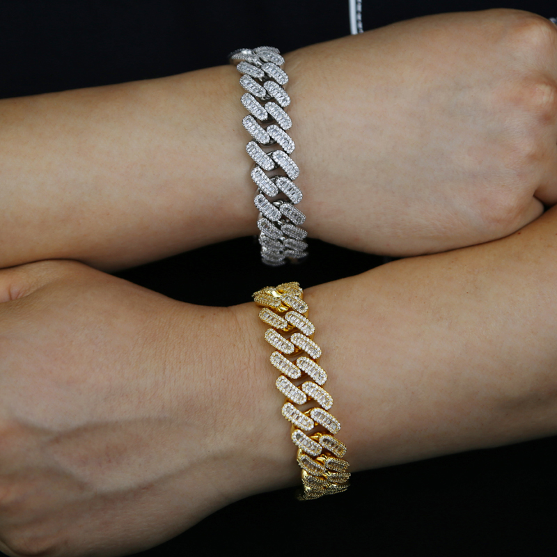 Iced Out Cuban k Bracelet - 16mm Square Zircon Hip Hop Jewelry for Men Women