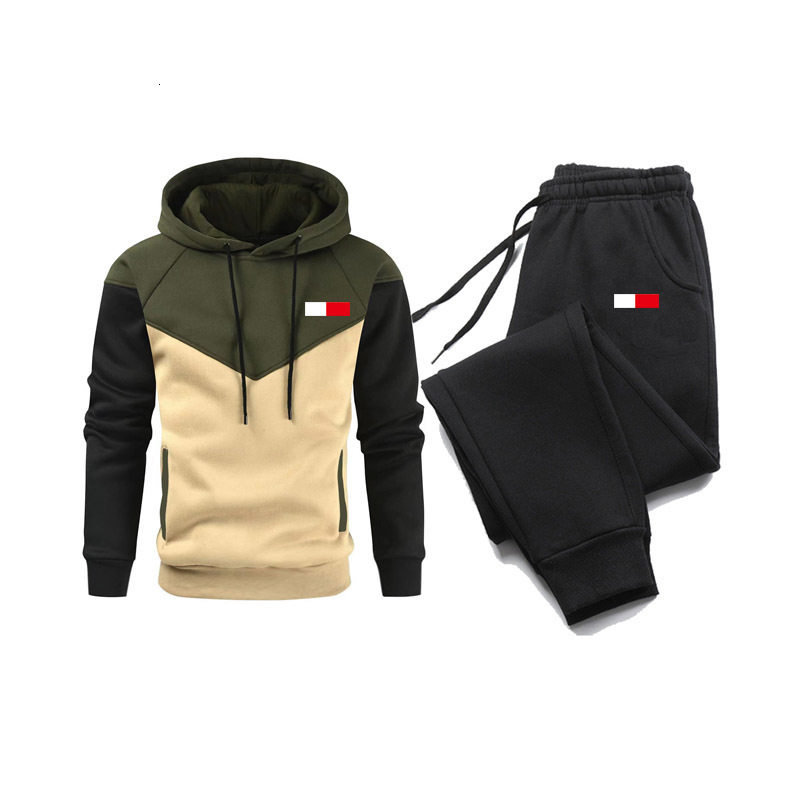 Mens Tracksuits Jacket Clothing Set Printed Hoodie Wool Sweatshirt Casual Sports Pants Youth Wear Warm 230731